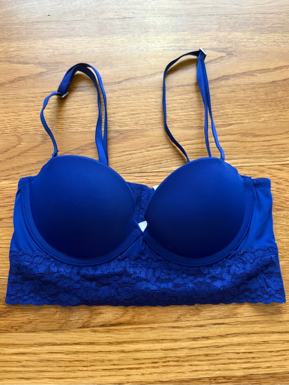 Pink Victorias Secret coquette blue lace bustier bra 32A